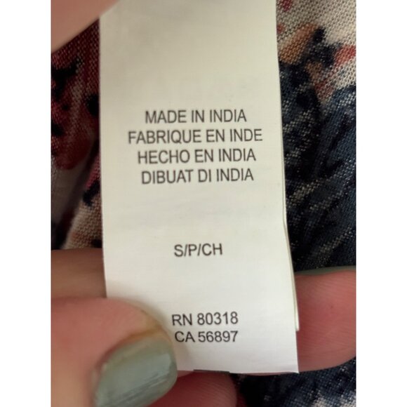 Lucky Brand High Neck Floral Long Sleeve Boho Blouse Top S - Picture 4 of 9